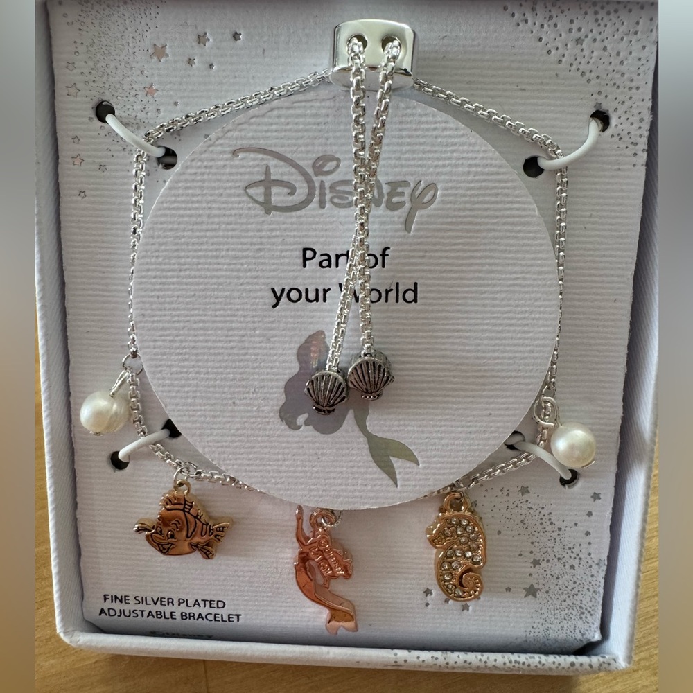 Disney Fine Silver Plated Adjustable Bracelet “Part Of Your World”
